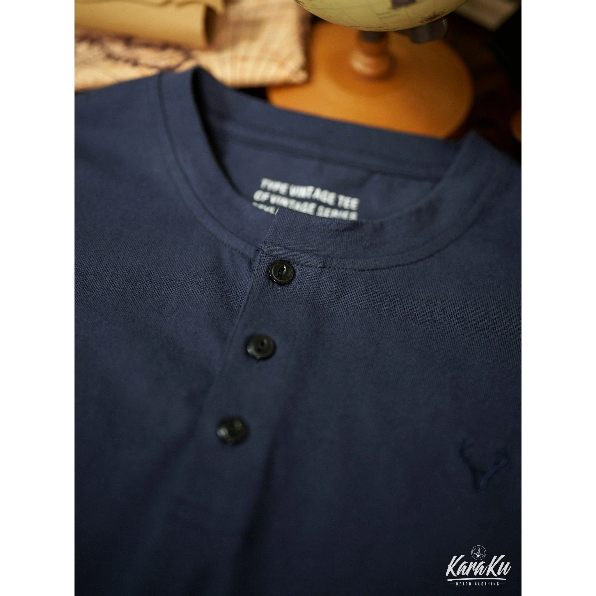 胸ミニ刺繡 コットンヘンリーネックロンT - Image 15