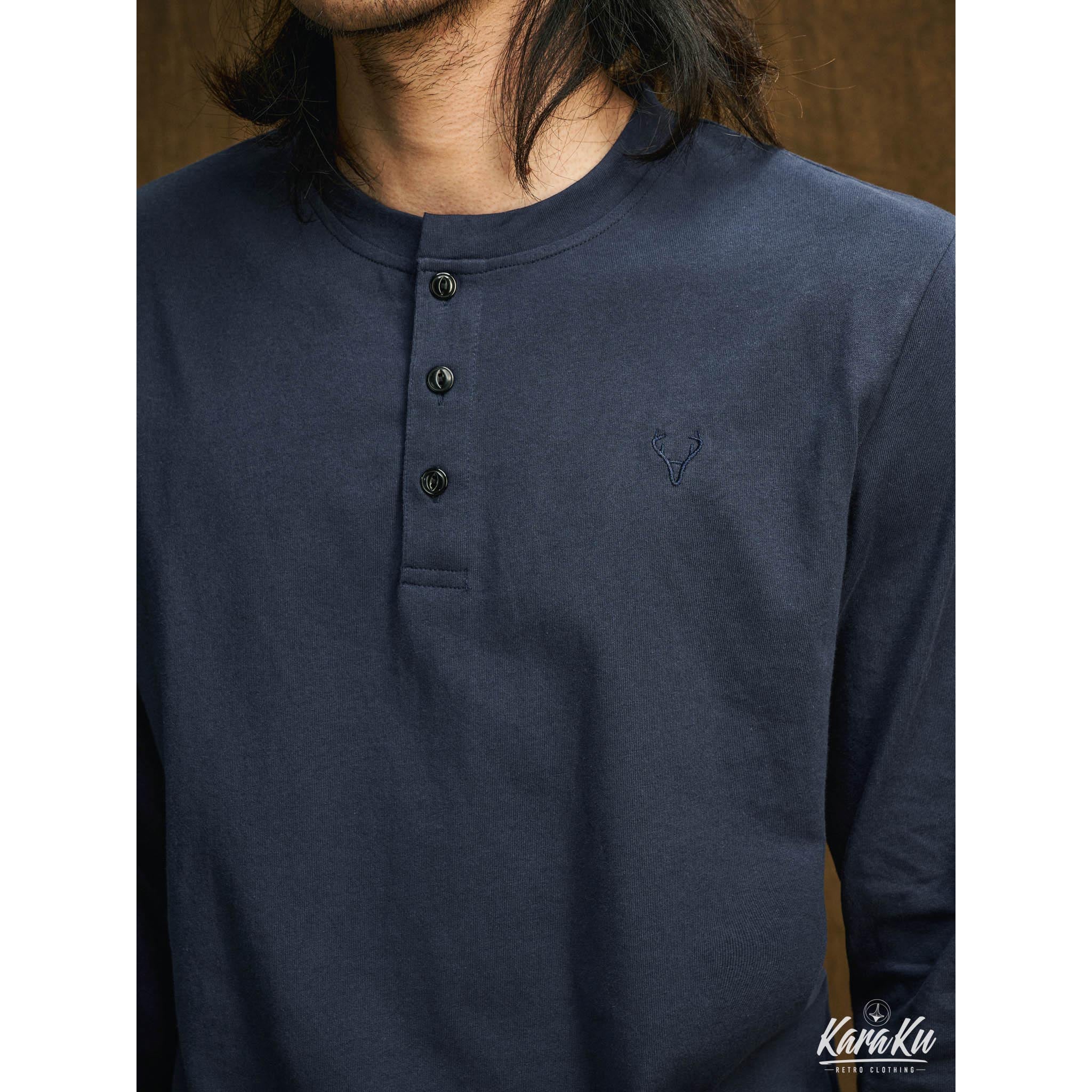 胸ミニ刺繡 コットンヘンリーネックロンT - Image 7