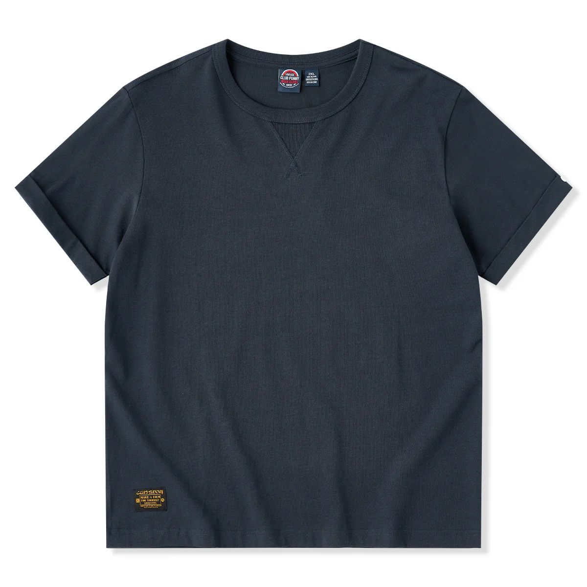 ヘビーウェイト　無地クルーネック海軍Tシャツ - Image 4