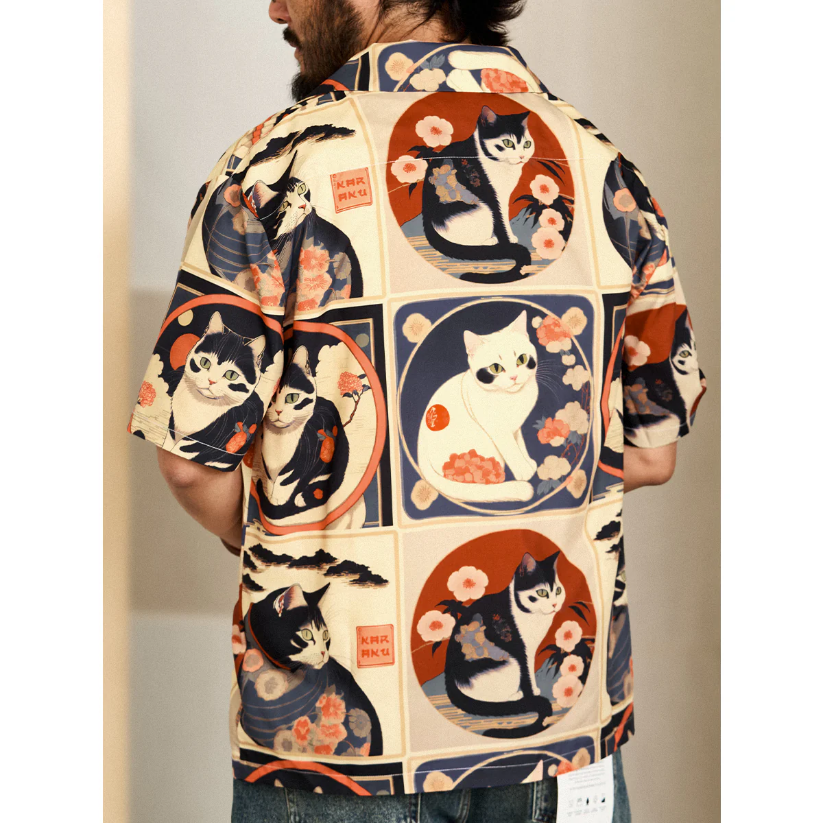 明治時代の猫 総柄 浮世絵風アロハシャツ　 - Image 10