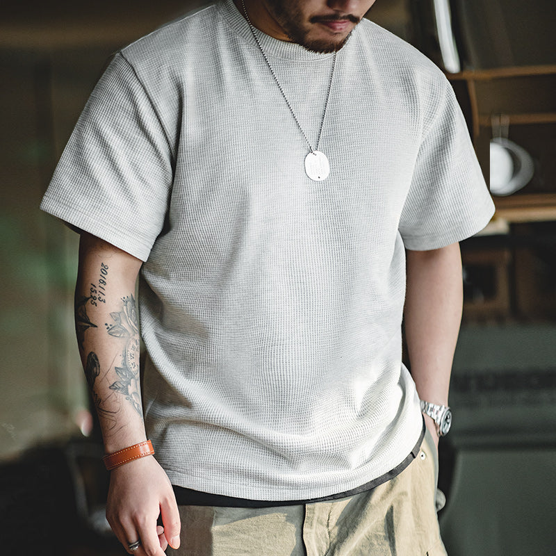 ドレープ感　ワッフル生地ニットTシャツ - Image 5