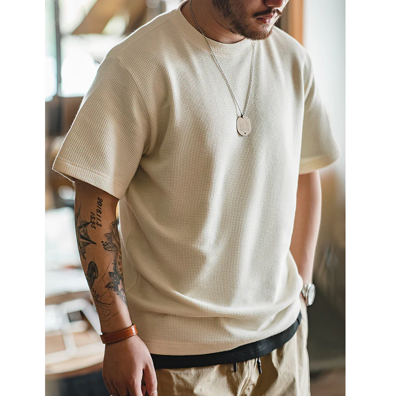 ドレープ感　ワッフル生地ニットTシャツ - Image 6