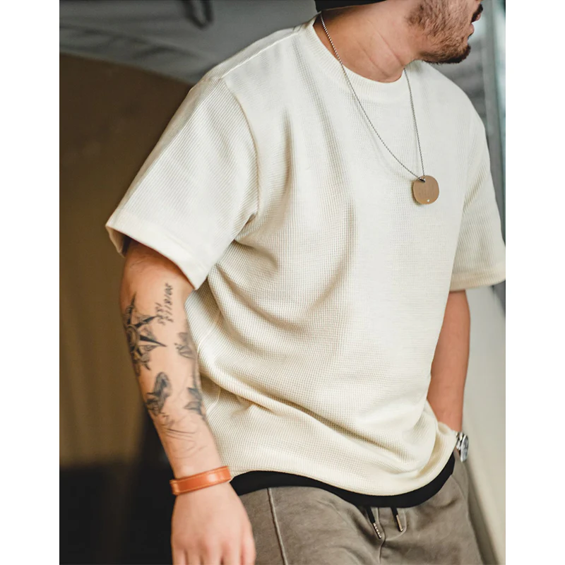 ドレープ感　ワッフル生地ニットTシャツ - Image 8
