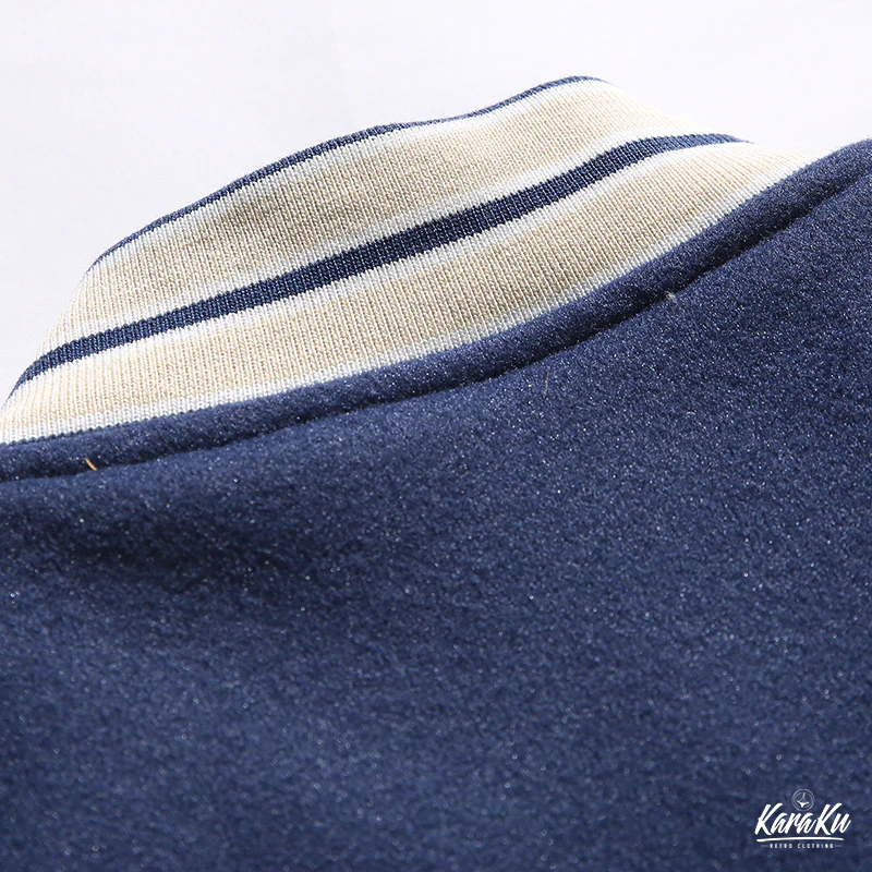 異素材コンビ配色ⅹ刺繡入りスタジャン 全3色 - Image 9