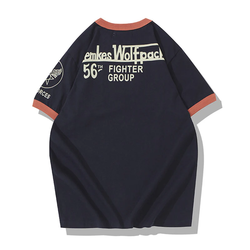 U.S. AIR FORCEプリント ミリタリー半袖Tシャツ - Image 5